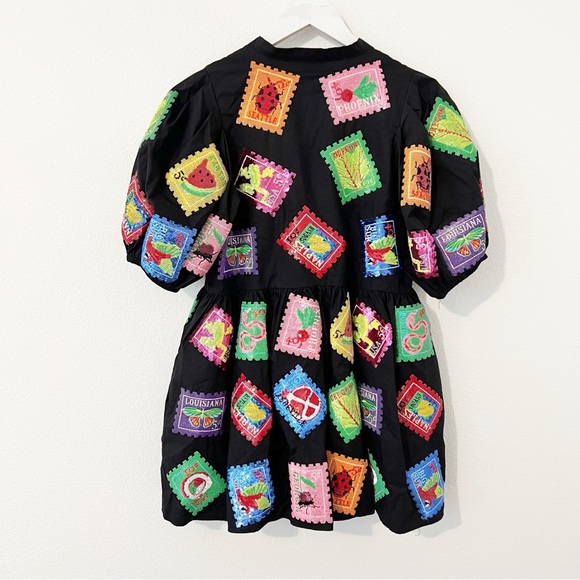 Queen of Sparkles Black Fruit Stamps Dress Multicolor Sequin Size XS * - Picture 6 of 7
